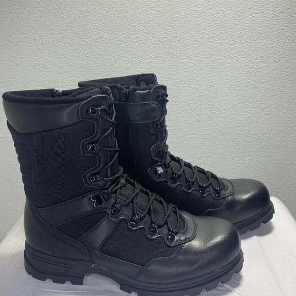 NEW FILA Men’s Stormer High Top Boots – Black Leather – Size 11.5 – Lace-Up